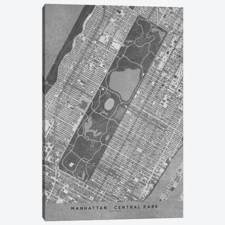 Vintage Grayscale Map Of New York Central Park Canvas Print #RLZ126} by blursbyai Canvas Art Print