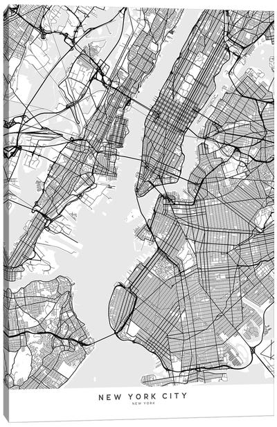 Scandinavian Style Map Of New York City Canvas Art Print - blursbyai
