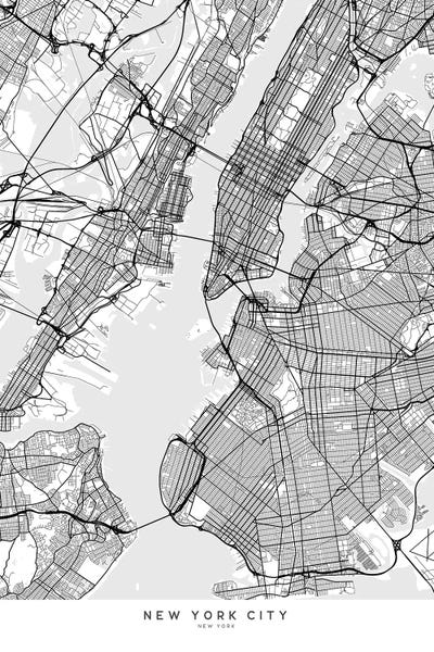 New York City Maps: Scandinavian Style Map Of New York City by blursbyai
