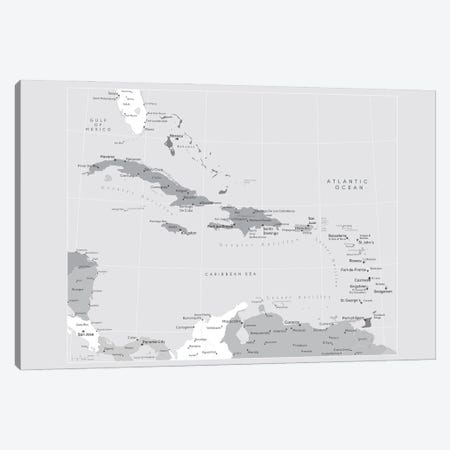 Map Of The Caribbean Sea With Cities Canvas Print #RLZ146} by blursbyai Canvas Art Print