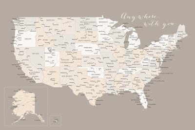 Map Of The Usa Anywhere With You by blursbyai framed wall art