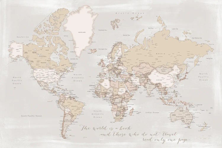 Rustic Detailed World Map The World Is A Book