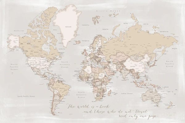 Adventure: Rustic Detailed World Map The World Is A Book by blursbyai