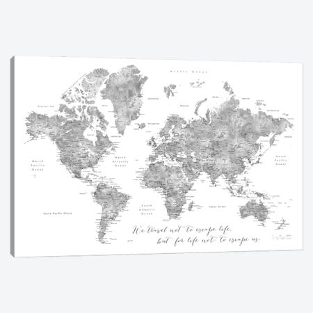 Detailed Watercolor World Map, Jimmy, Escape Life Canvas Print #RLZ159} by blursbyai Art Print