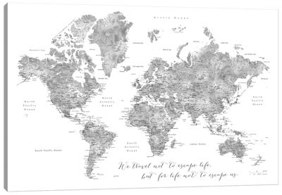 Detailed Watercolor World Map, Jimmy, Escape Life Canvas Art Print - World Map Art