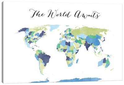 The World Awaits World Map Canvas Art Print - blursbyai