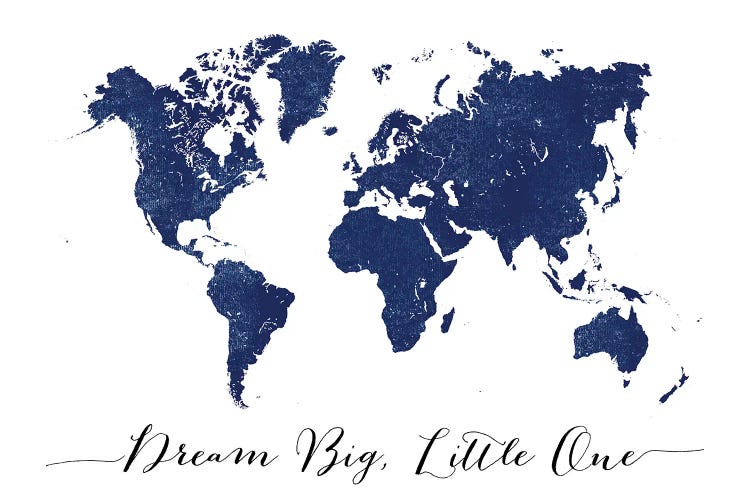 Blue World Map Dream Big