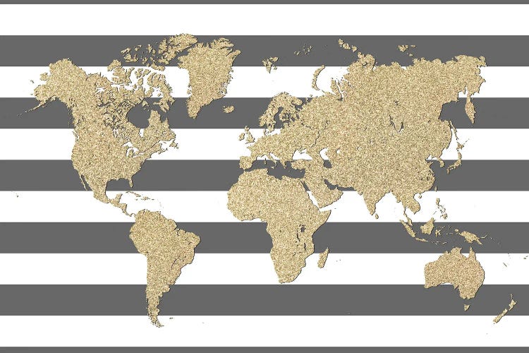 Glitter And Stripes World Map by blursbyai wall art
