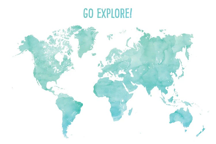 Go Explore World Map In Aquamarine