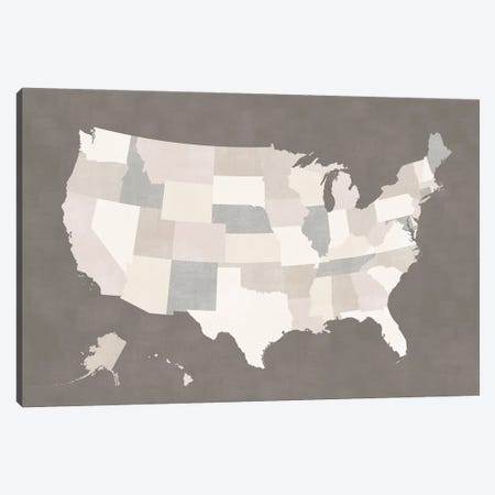 Brown And Cream Map Of The Us Canvas Print #RLZ194} by blursbyai Canvas Wall Art