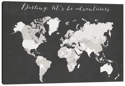 Darling Lets Be Adventurers World Map Canvas Art Print - blursbyai
