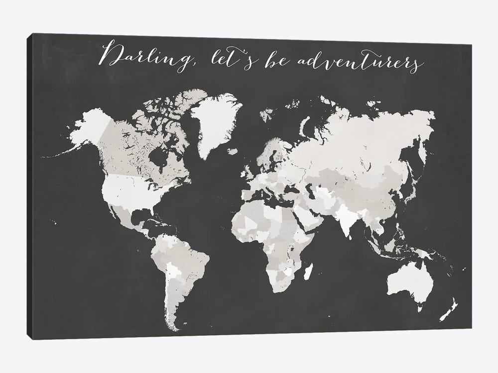 Darling Lets Be Adventurers World Map by blursbyai 1-piece Art Print