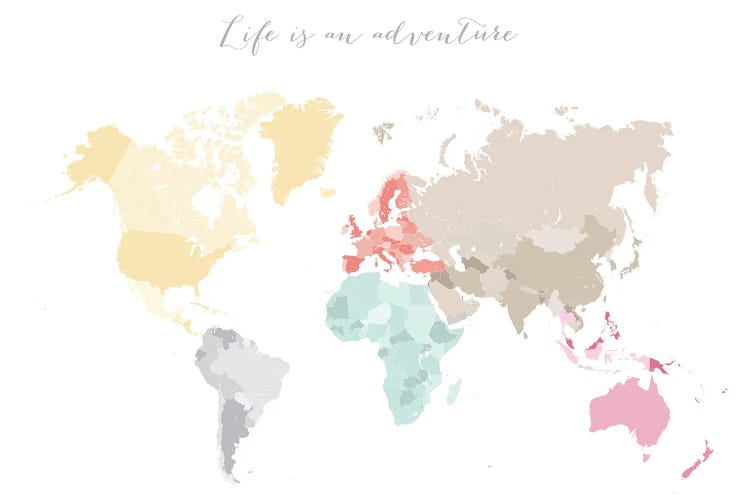 Life Is An Adventure World Map In Pastels