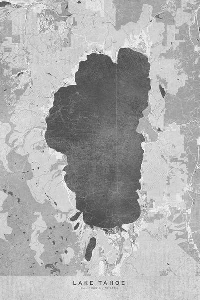 blursbyai: Gray Vintage Lake Tahoe Map by blursbyai