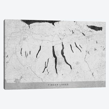 Gray Vintage Finger Lakes Ny Map Canvas Print #RLZ203} by blursbyai Canvas Print