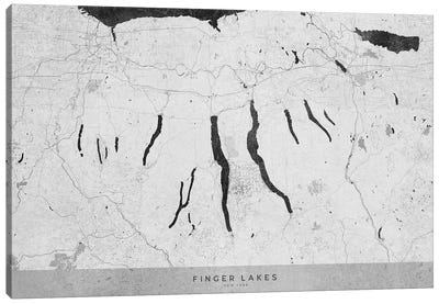 Gray Vintage Finger Lakes Ny Map Canvas Art Print - Vintage Maps