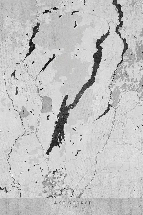 Gray Vintage Map Of Lake George Ny by blursbyai canvas print