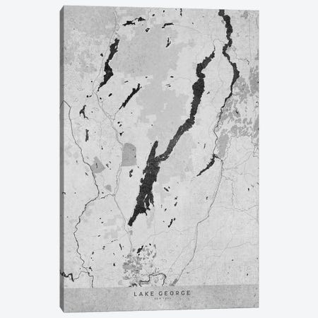Gray Vintage Map Of Lake George Ny Canvas Print #RLZ204} by blursbyai Canvas Wall Art