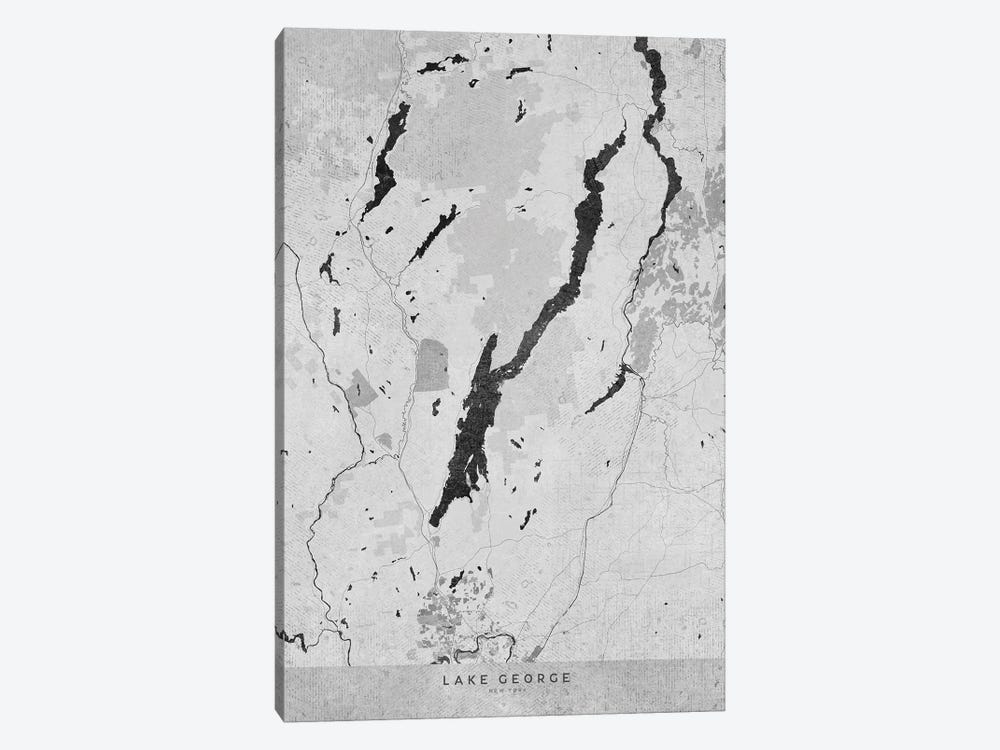 Gray Vintage Map Of Lake George Ny by blursbyai 1-piece Art Print