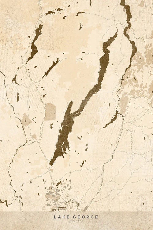 Sepia Vintage Map Of Lake George Ny by blursbyai wall art