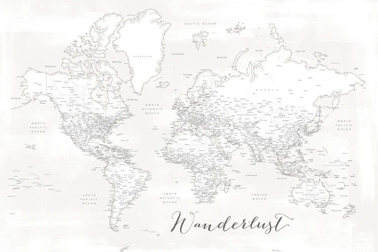 Wanderlust Detailed World Map Maelie White