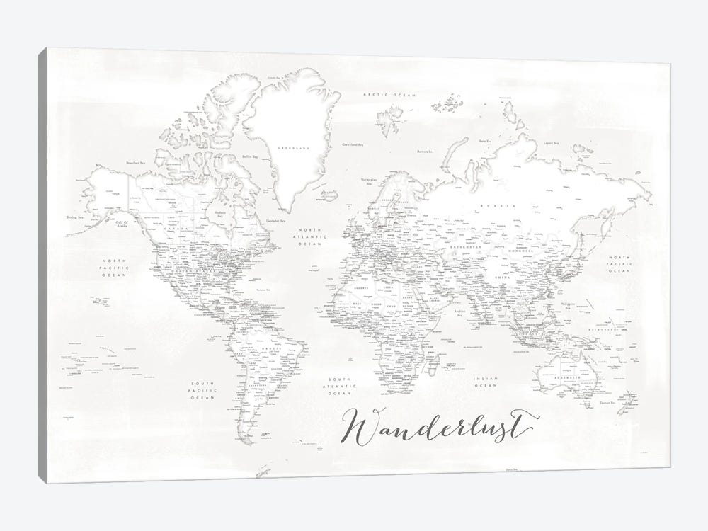 Wanderlust Detailed World Map Maelie White by blursbyai 1-piece Art Print
