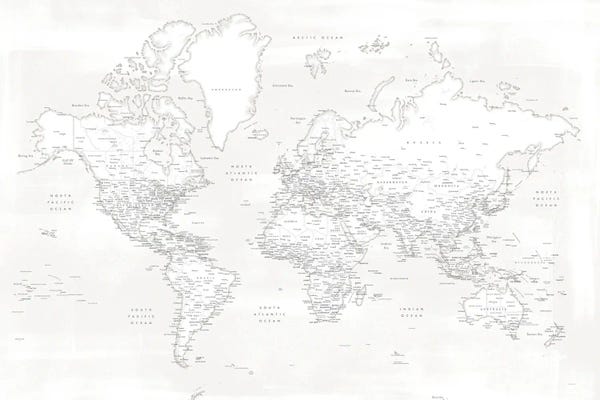 Maps: Detailed World Map Maeli White by blursbyai