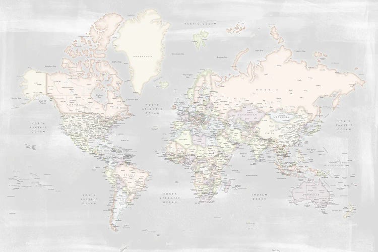 Detailed Rustic And Pastels World Map Maeli Pastels by blursbyai wall art
