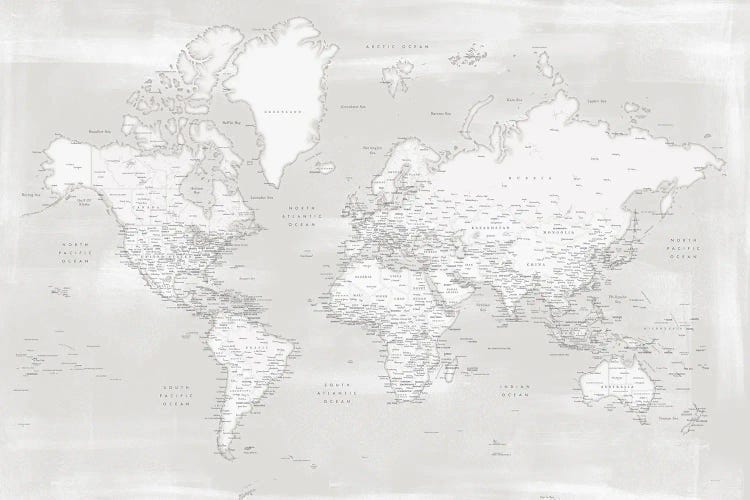 Rustic Farmhouse Style Detailed World Map Maeli Neutrals