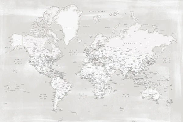Globes: Rustic Farmhouse Style Detailed World Map Maeli Neutrals by blursbyai