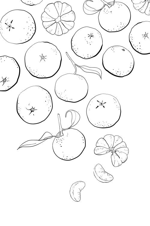 Tangerines Line Art