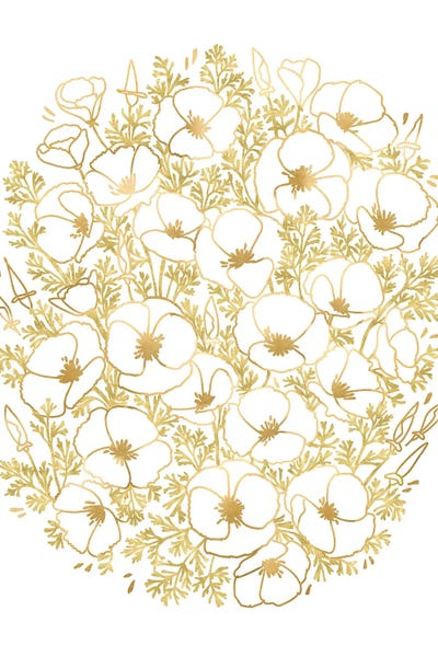 Gold Watercolor California Poppies Bunch by blursbyai multi panel art