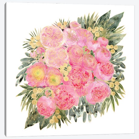 Rekka Floral Bouquet With Peonies In Pink Canvas Print #RLZ244} by blursbyai Canvas Art