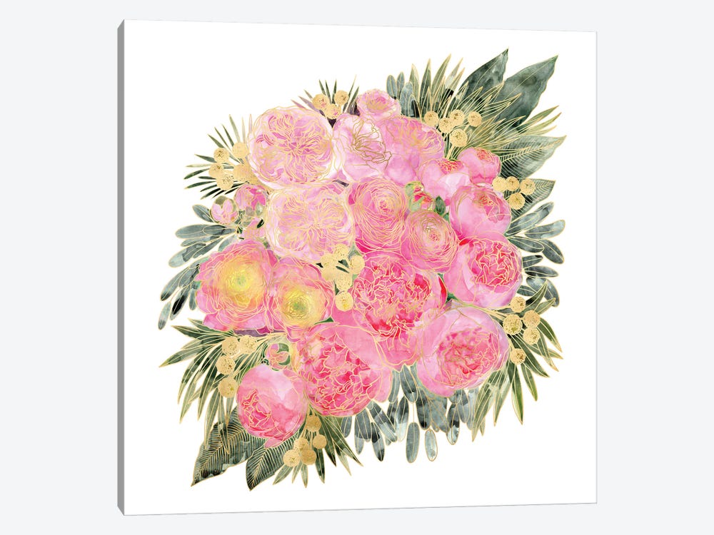 Rekka Floral Bouquet With Peonies In Pink by blursbyai 1-piece Canvas Art Print