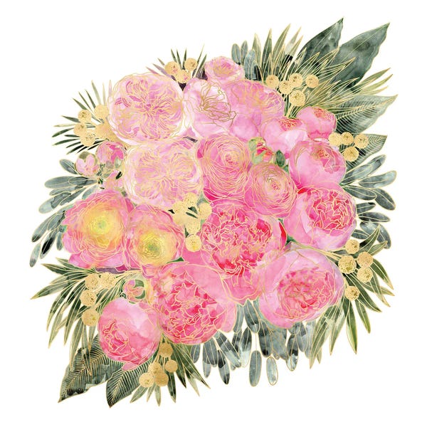 Rekka Floral Bouquet With Peonies In Pink