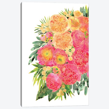 Rekka Floral Bouquet With Peonies In Bold Colors Canvas Print #RLZ245} by blursbyai Canvas Artwork