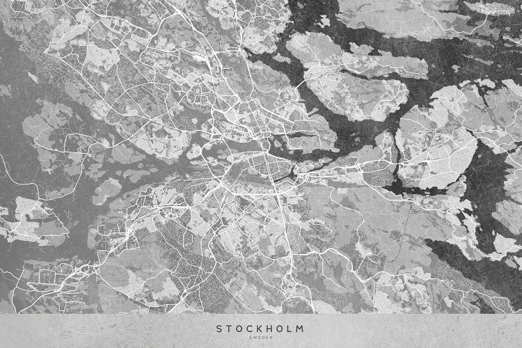 Gray Vintage Map Of Stockholm