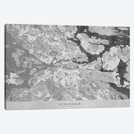 Gray Vintage Map Of Stockholm Canvas Print #RLZ262} by blursbyai Canvas Art Print