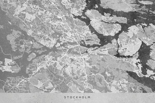 blursbyai: Gray Vintage Map Of Stockholm by blursbyai