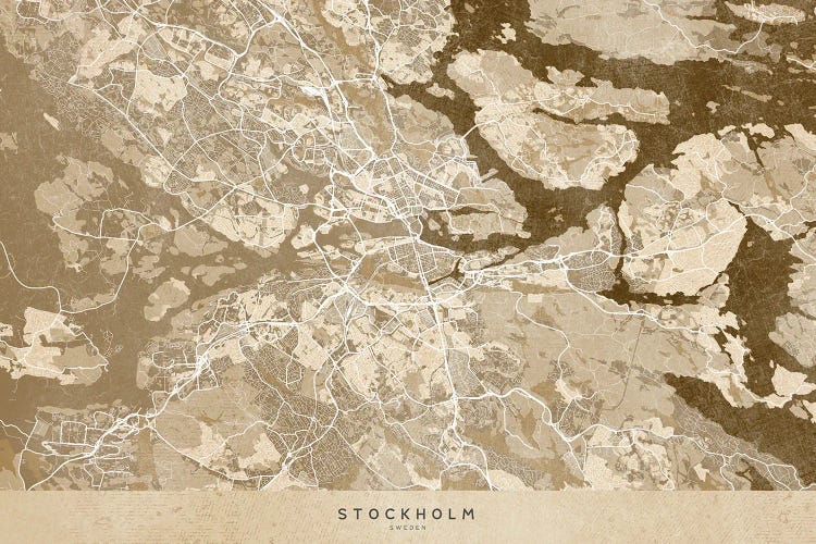 Sepia Vintage Map Of Stockholm