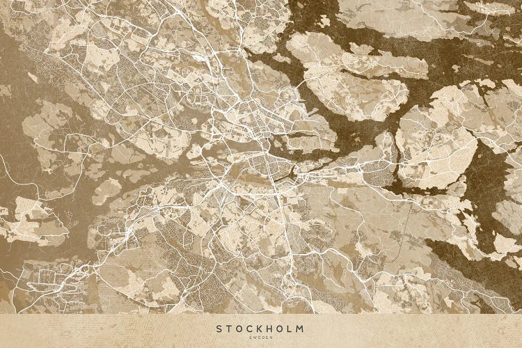 Sepia Vintage Map Of Stockholm