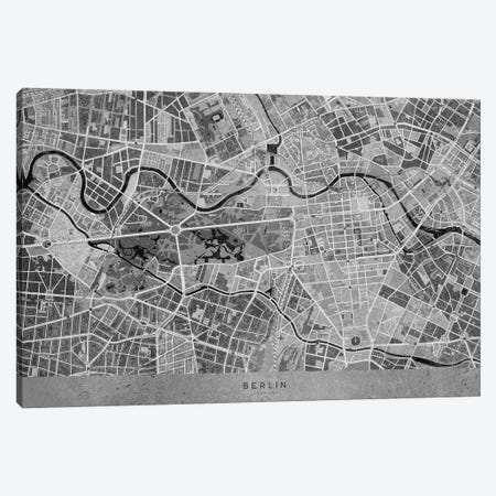 Gray Vintage Map Of Berlin Canvas Print #RLZ266} by blursbyai Canvas Artwork