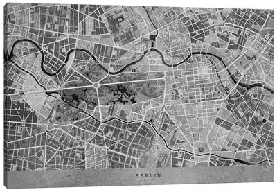 Gray Vintage Map Of Berlin Canvas Art Print - Vintage Maps