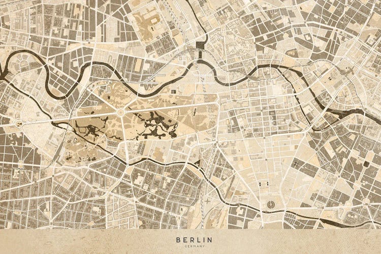 Sepia Vintage Map Of Berlin by blursbyai wall art