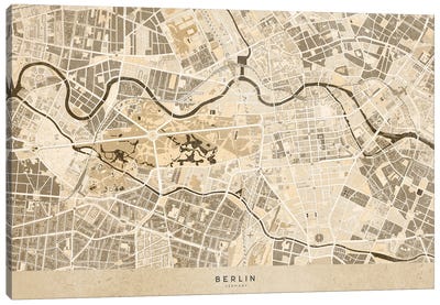 Sepia Vintage Map Of Berlin Canvas Art Print - Berlin Art