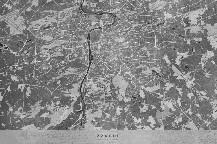 Gray Vintage Map Of Prague by blursbyai wall art