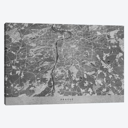 Gray Vintage Map Of Prague Canvas Print #RLZ268} by blursbyai Art Print