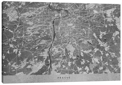 Gray Vintage Map Of Prague Canvas Art Print - Czech Republic