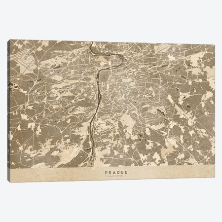 Sepia Vintage Map Of Prague Canvas Print #RLZ269} by blursbyai Canvas Print