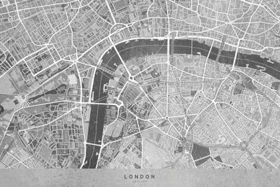 Gray Vintage Map London Downtown by blursbyai art print